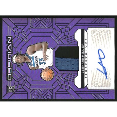 2023-24 Panini Obsidian Rookie Jersey Ink Electric Etch Purple Flood #7 Leonard Miller