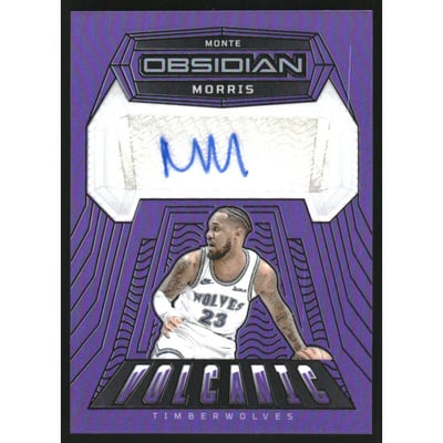 2023-24 Panini Obsidian Volcanic Signatures Electric Etch Purple Flood #31 Monte Morris