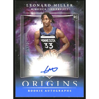 2023-24 Panini Origins Rookie Autographs Blue #3 Leonard Miller/49