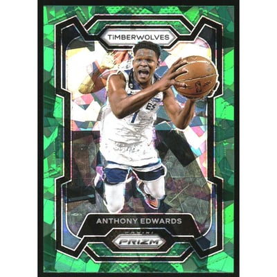 2023-24 Panini Prizm Prizms Green Ice #108 Anthony Edwards