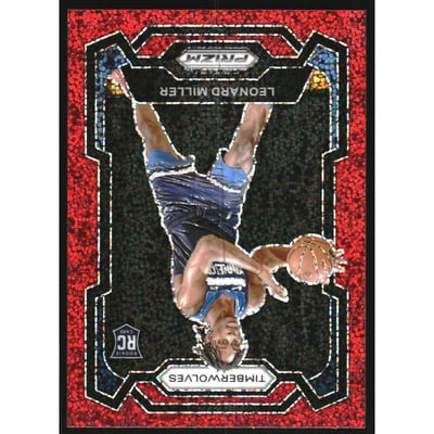2023-24 Panini Prizm Prizms Red Sparkle #155 Leonard Miller