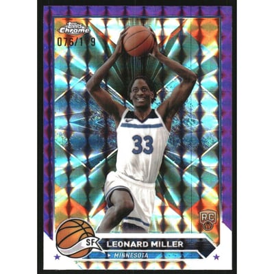2023-24 Topps Chrome Purple Geometric Refractors #158 Leonard Miller
