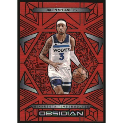 2024-25 Panini Obsidian Electric Etch Orange Flood #49 Jaden McDaniels