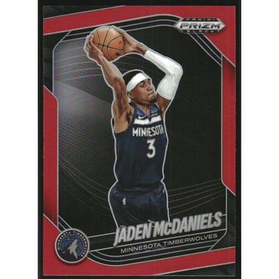 2024-25 Panini Prizm Black Prizms Red #223 Jaden McDaniels