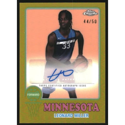2024-25 Topps Chrome '73 Topps Autographs Gold Refractors #73TALM Leonard Miller