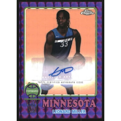 2024-25 Topps Chrome '73 Topps Autographs Purple Geometric Refractors #73TALM Leonard Miller