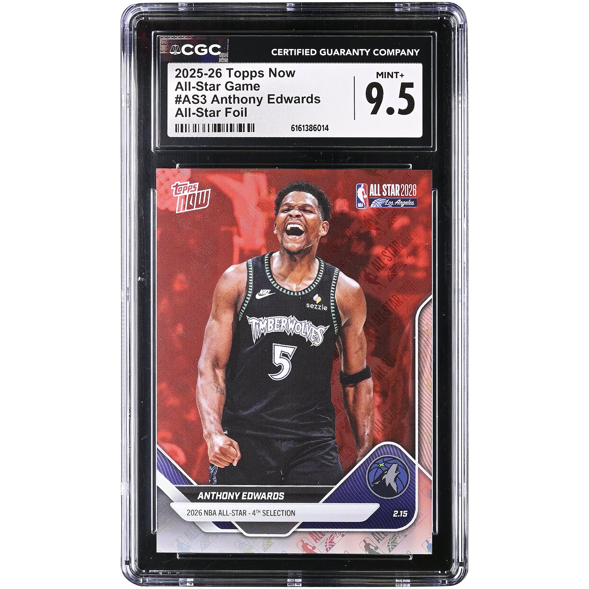 Anthony Edwards Minnesota Timberwolves 2025-26 Topps Now All-Star Foil #AS3 CGC Authenticated 9.5 Card
