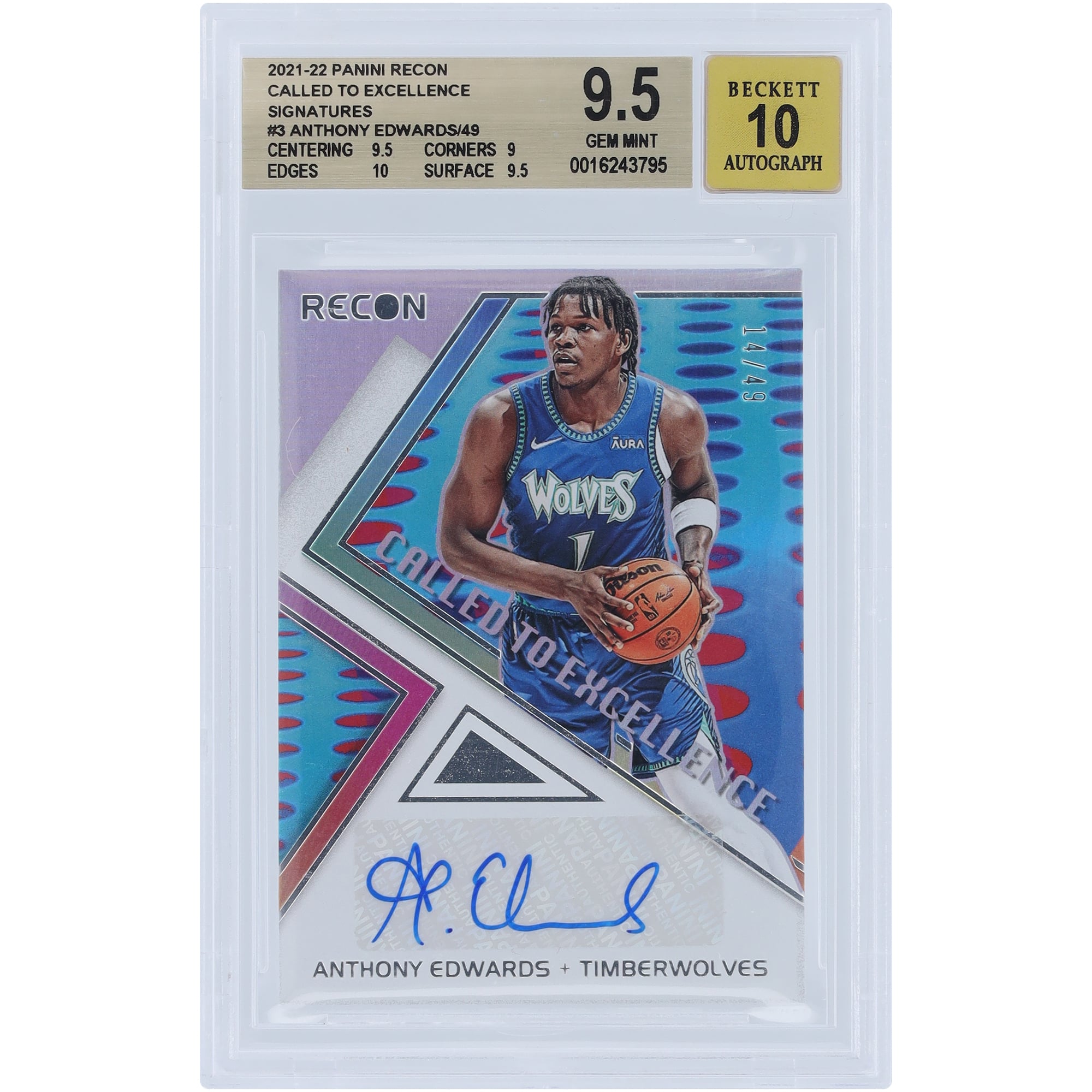 Anthony Edwards Minnesota Timberwolves Autographed 2021-22 Panini 