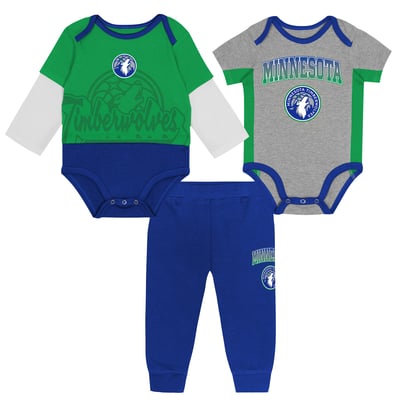 Minnesota Timberwolves Outerstuff Infant Rim Protectors Three-Piece Bodysuit & Pants Set