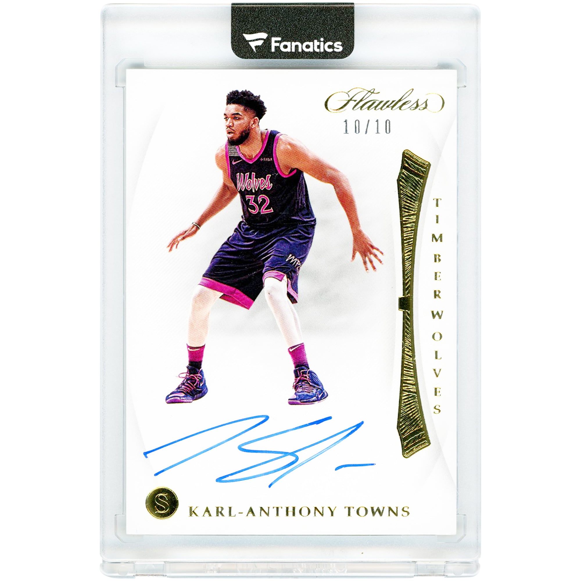 Karl-Anthony Towns Minnesota Timberwolves Autographed 2018-19 Panini Flawless Gold #VR-KAT #10/10 Card