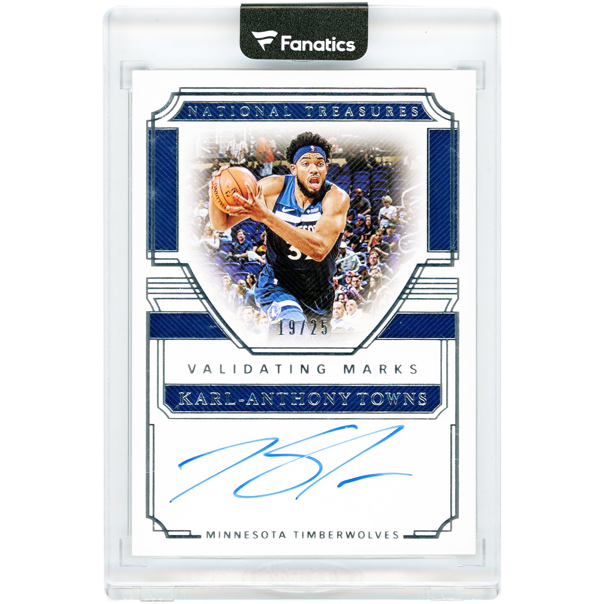 Karl-Anthony Towns Minnesota Timberwolves Autographed 2019-20 Panini National Treasures Validating Marks #VM-KAT #19/25 Card