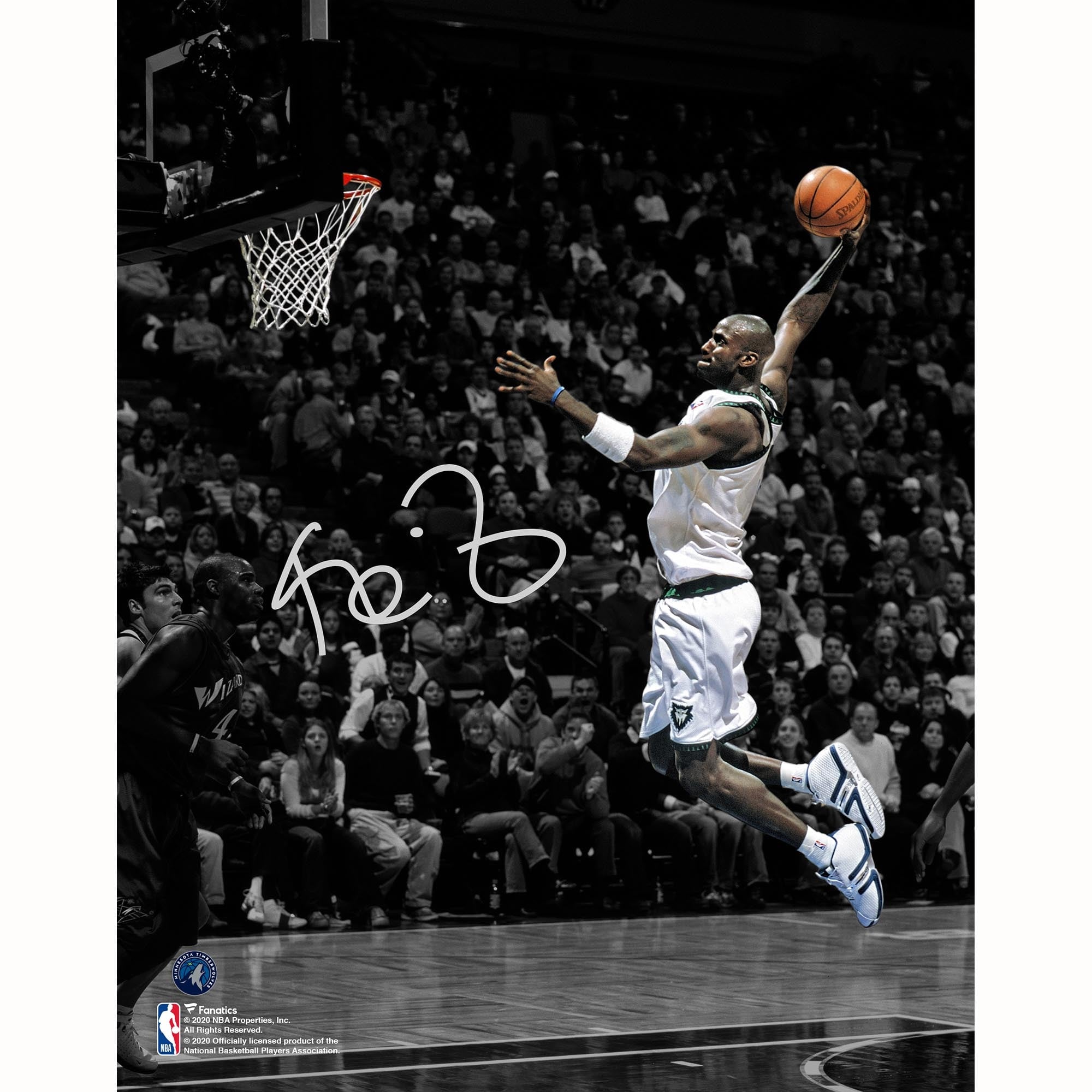 Kevin Garnett Minnesota Timberwolves Autographed 11" x 14" Dunking Spotlight Photograph