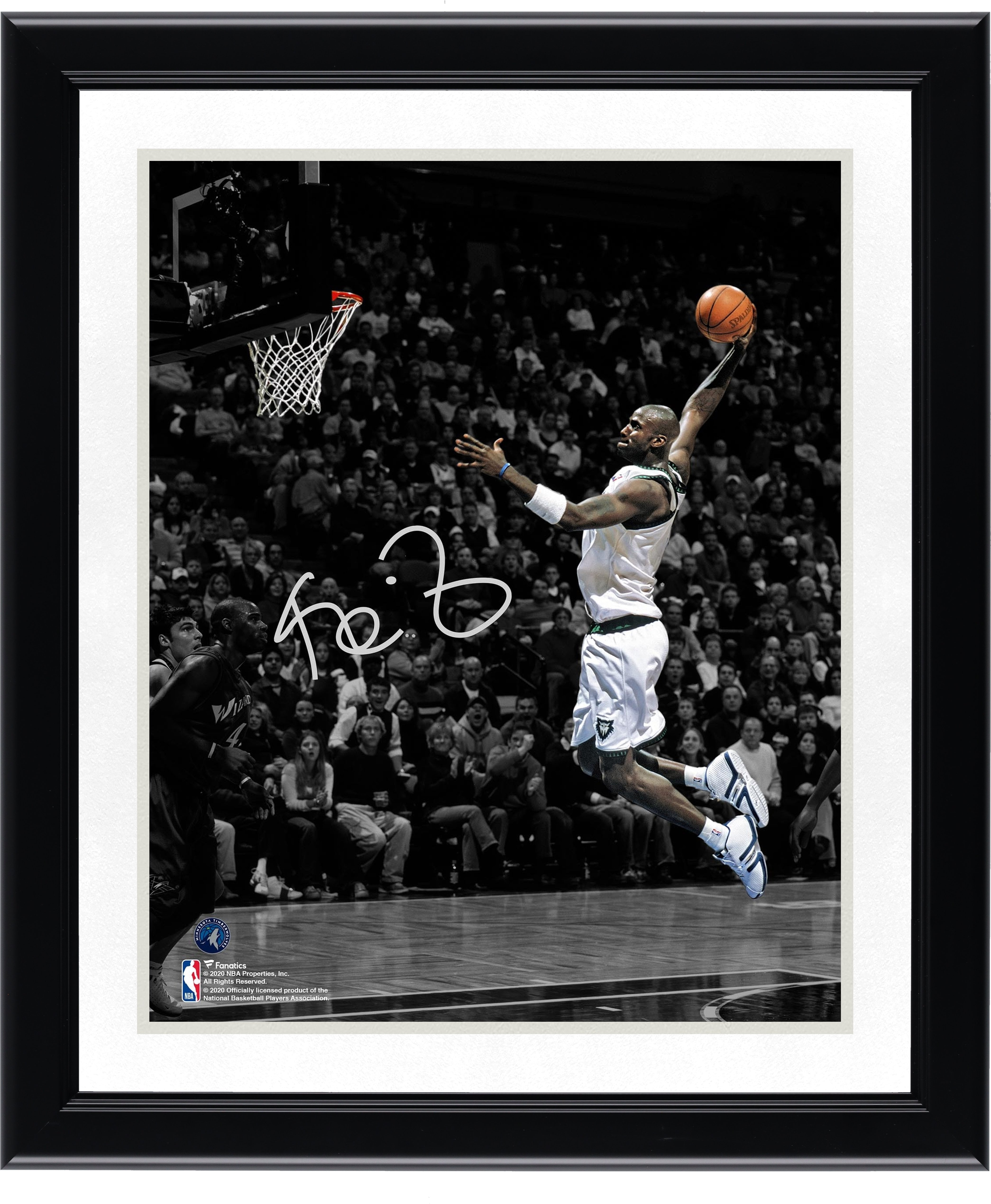 Kevin Garnett Minnesota Timberwolves Autographed 11" x 14" Dunking Spotlight Photograph