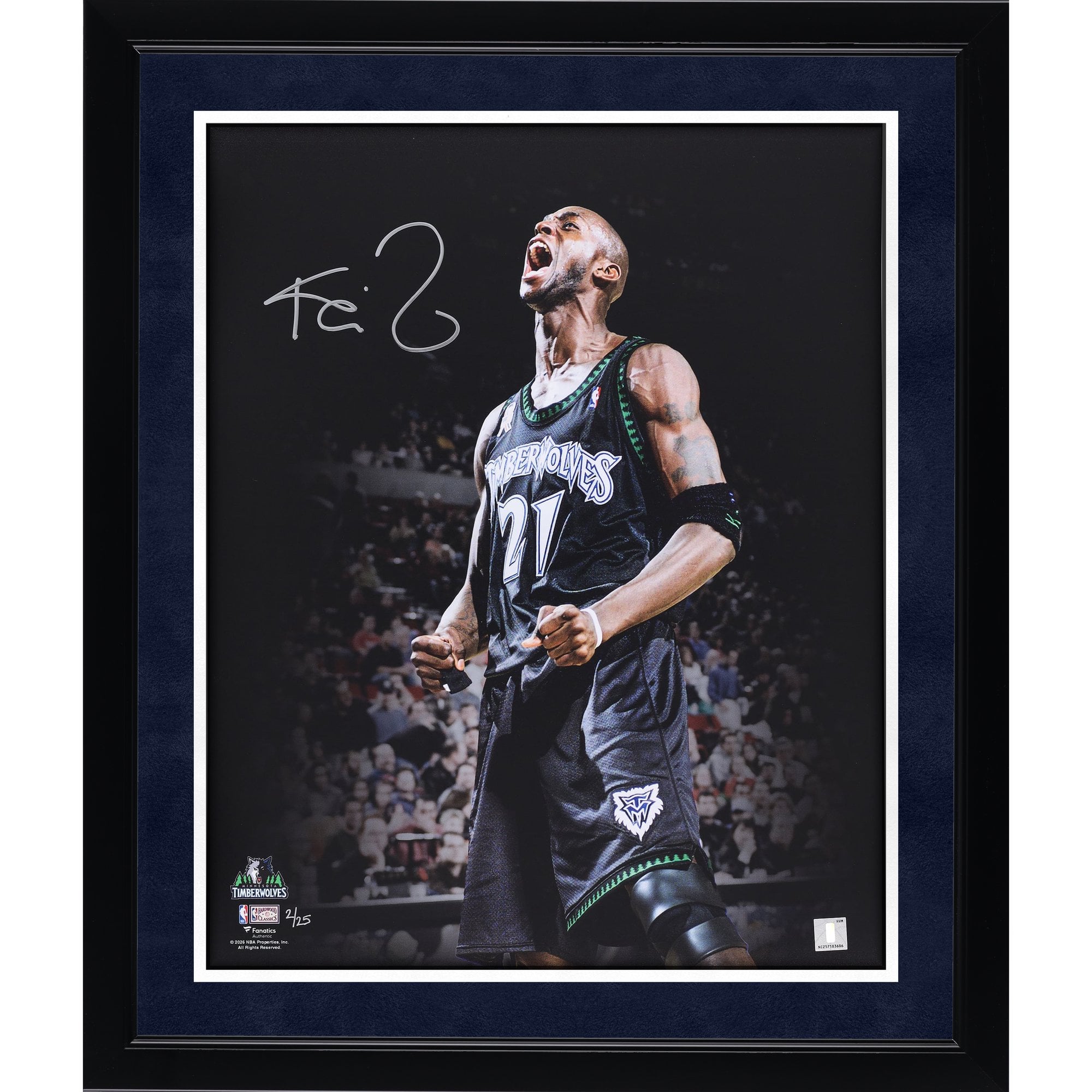 Photo dédicacée de Kevin Garnett (Minnesota Timberwolves) - 40,6 x 50,8 cm (édition limitée à 25 exemplaires)