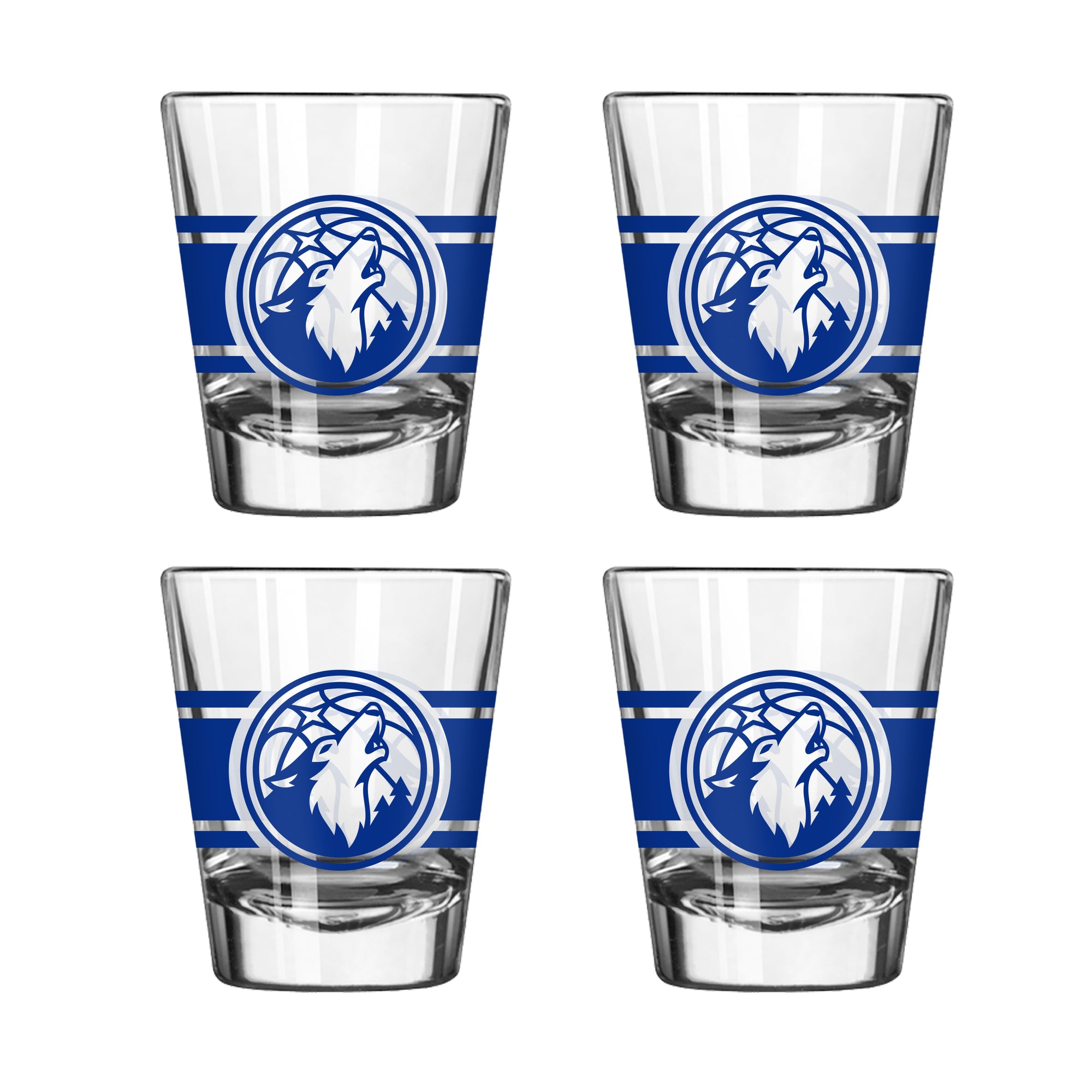 Ensemble de quatre verres à shot rayés Logo Brands Minnesota Timberwolves