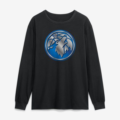 Minnesota Timberwolves  Metallic Mascot Long Sleeve T-Shirt - Black