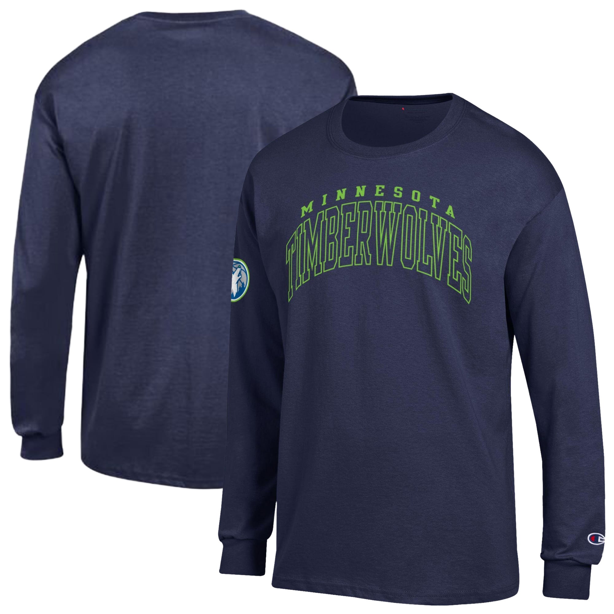 T-shirt à manches longues Champion bleu marine Minnesota Timberwolves pour homme