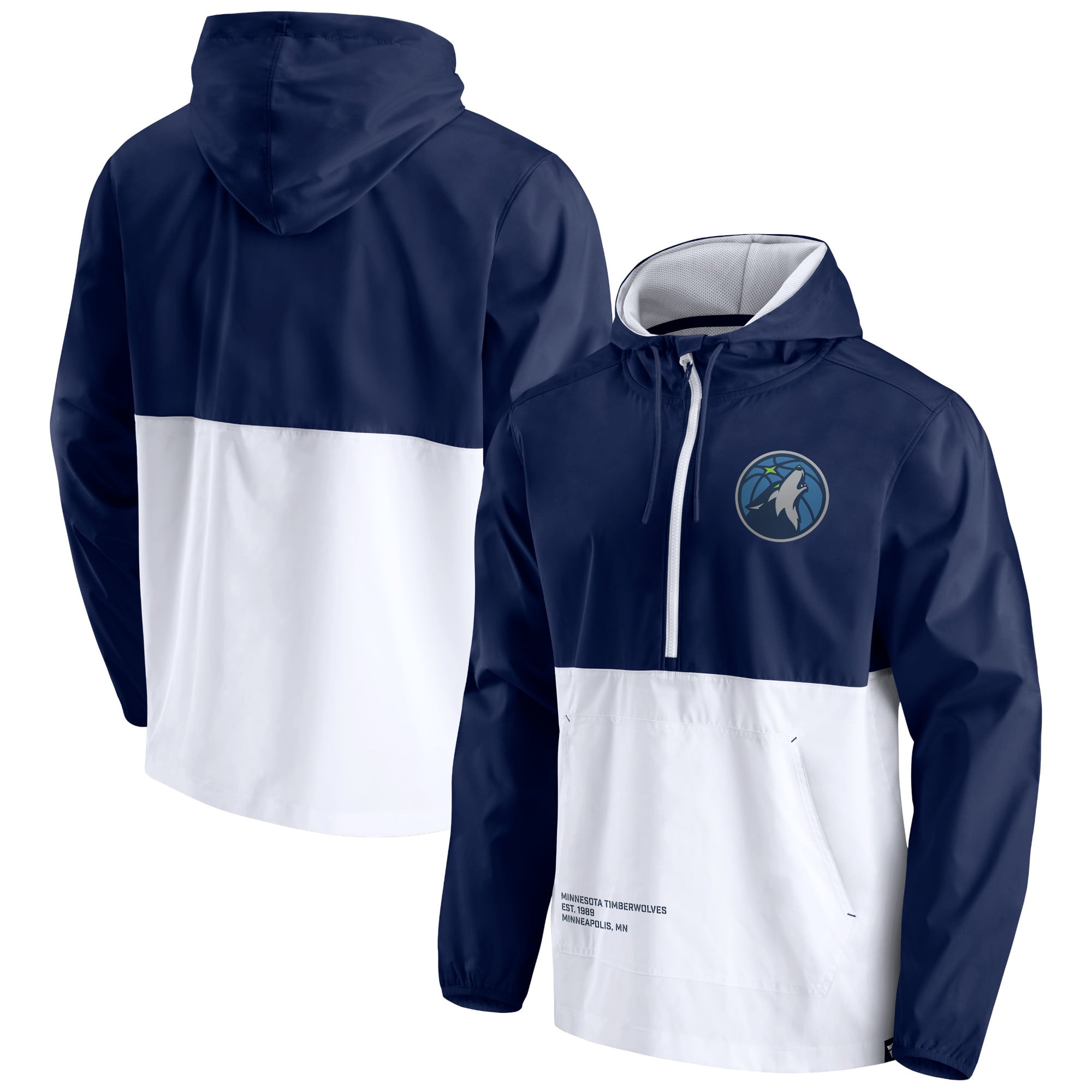 Men's Fanatics Navy/White Minnesota Timberwolves Anorak Block
