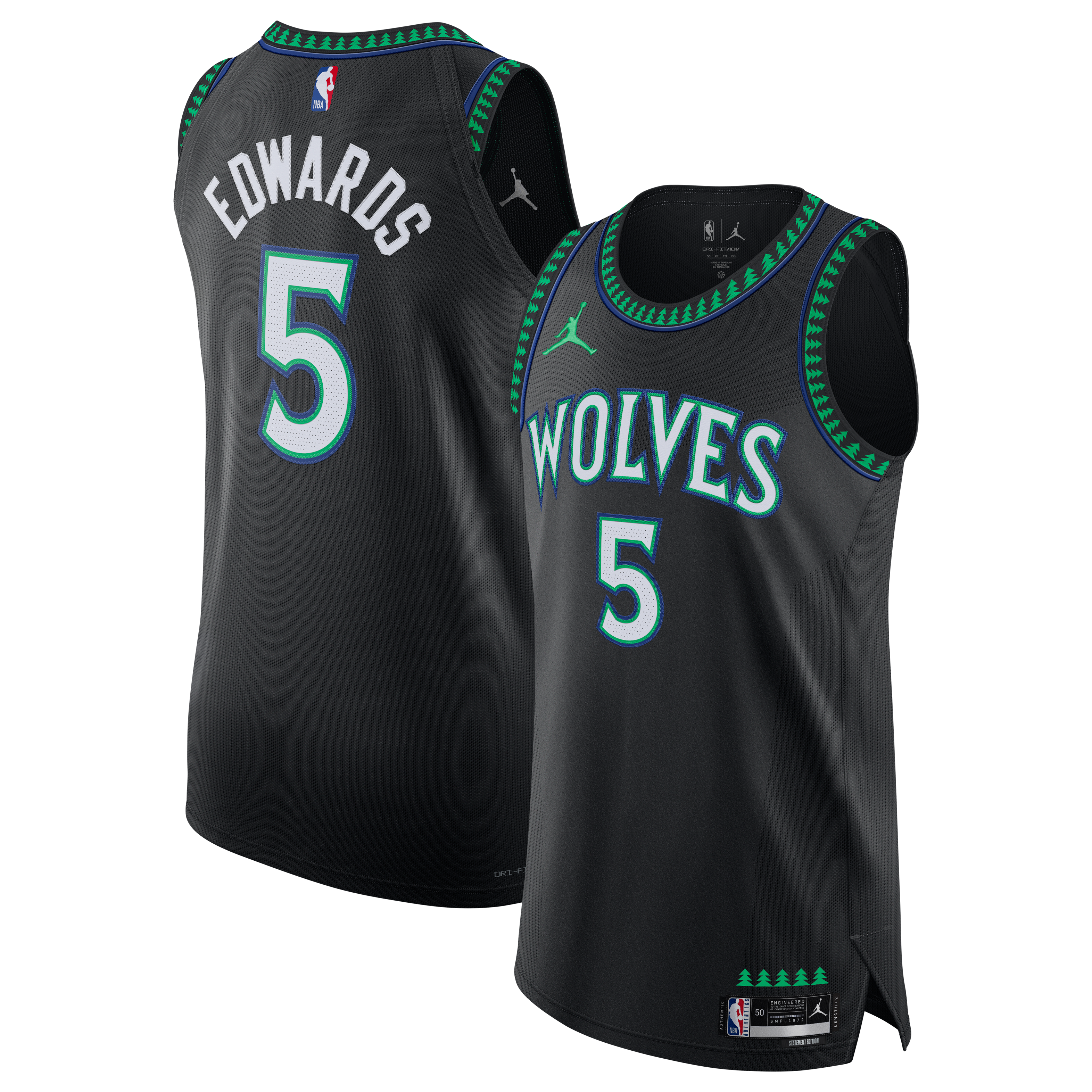 Men's Jordan Brand Anthony Edwards Black Minnesota Timberwolves Authentic Jersey - Statement Edition