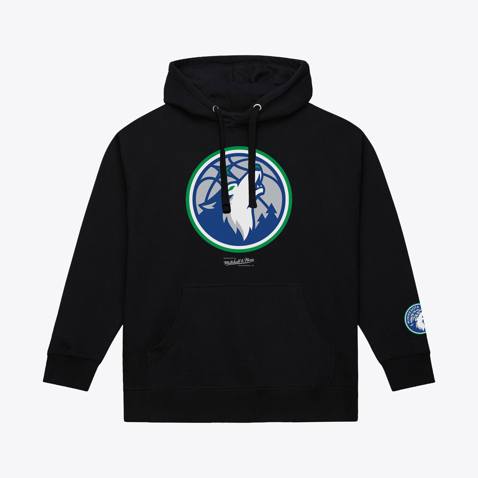 Sweat à capuche basique en polaire Mitchell & Ness noir Minnesota Timberwolves pour homme