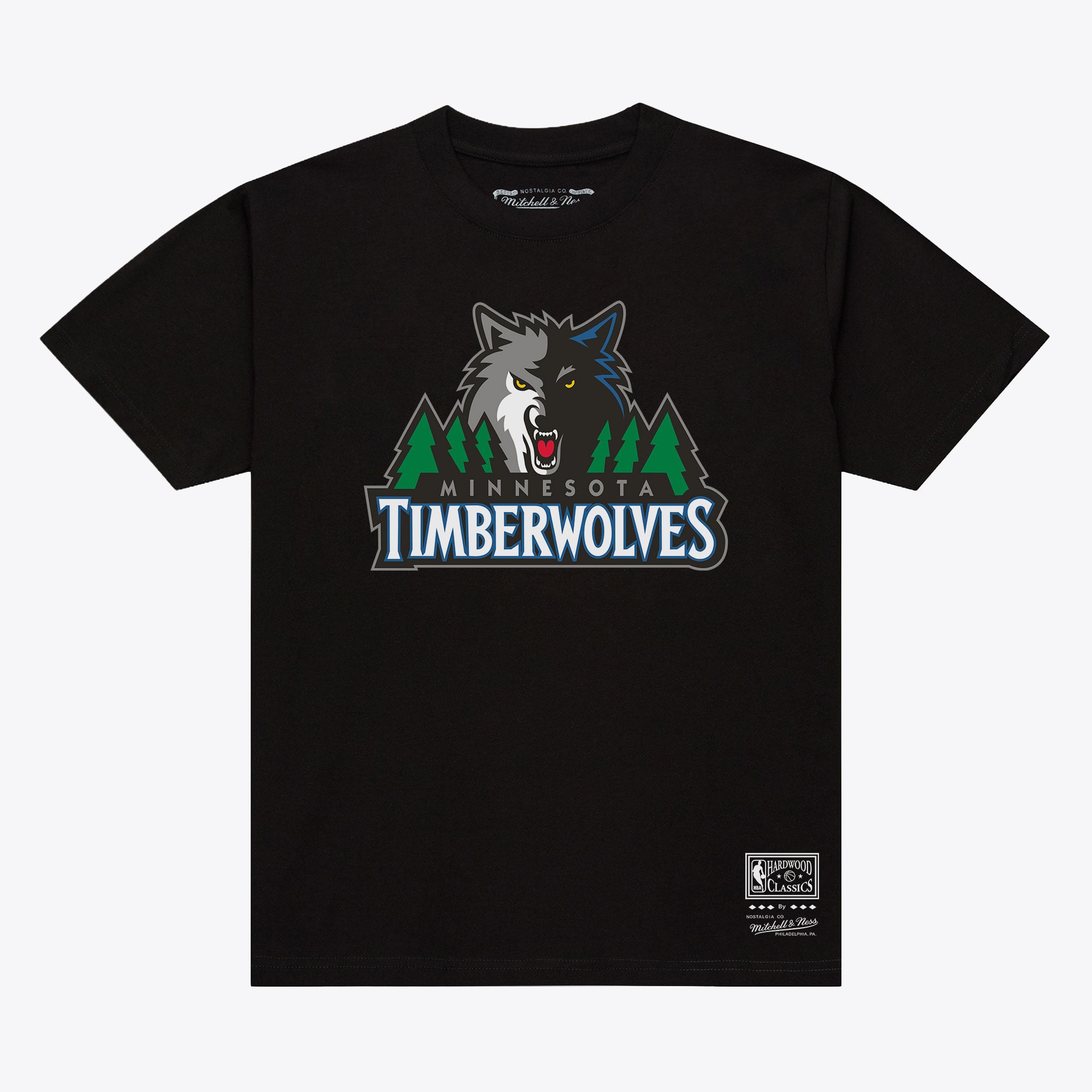 T-shirt Mitchell & Ness noir Minnesota Timberwolves pour homme, modèle Global Standard