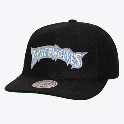 Minnesota Timberwolves Mitchell & Ness Hardwood Classics Retro Roots Vintage Adjustable Hat - Black
