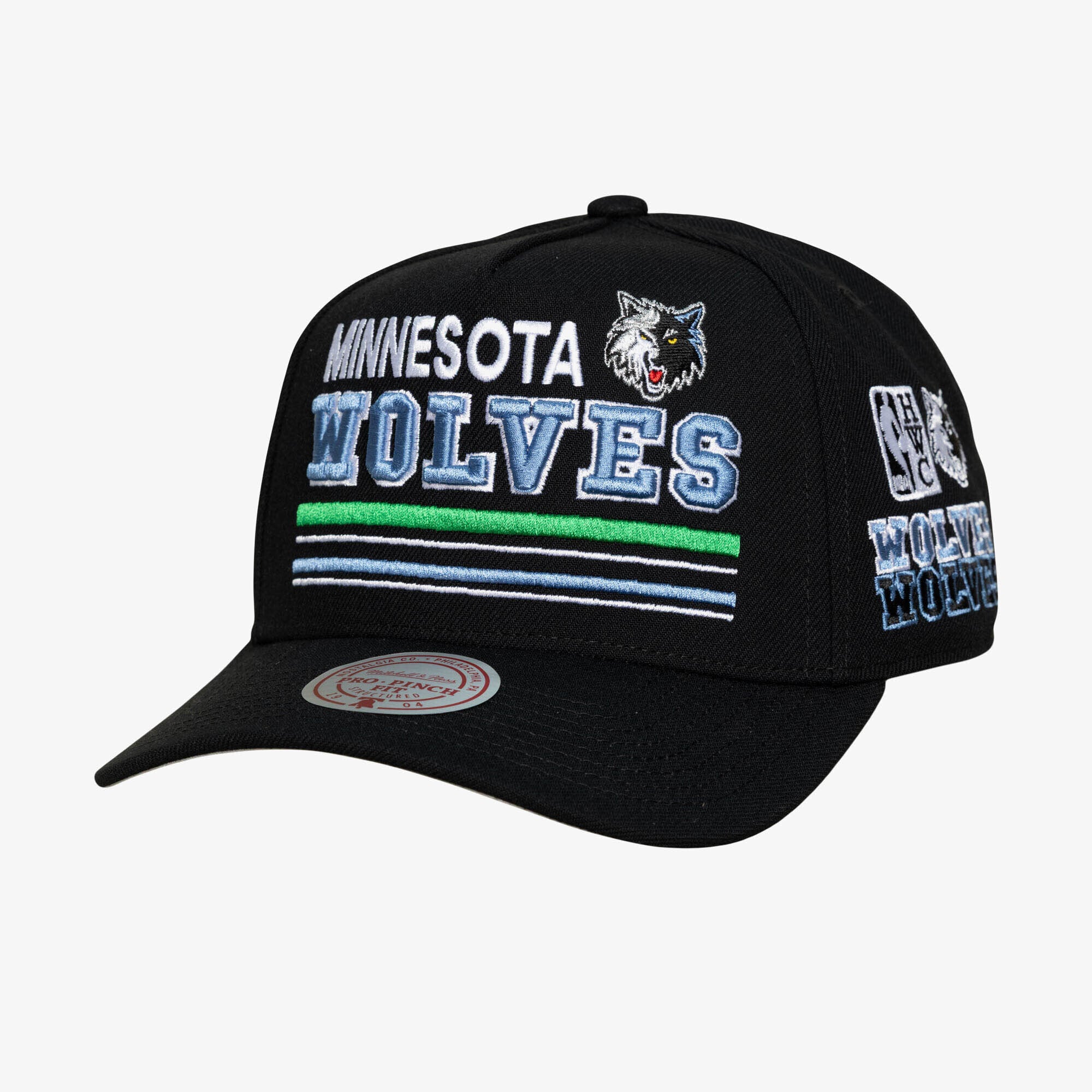 Casquette snapback Mitchell & Ness Hardwood Classics Triple Check Pro pour homme, noire, Minnesota Timberwolves