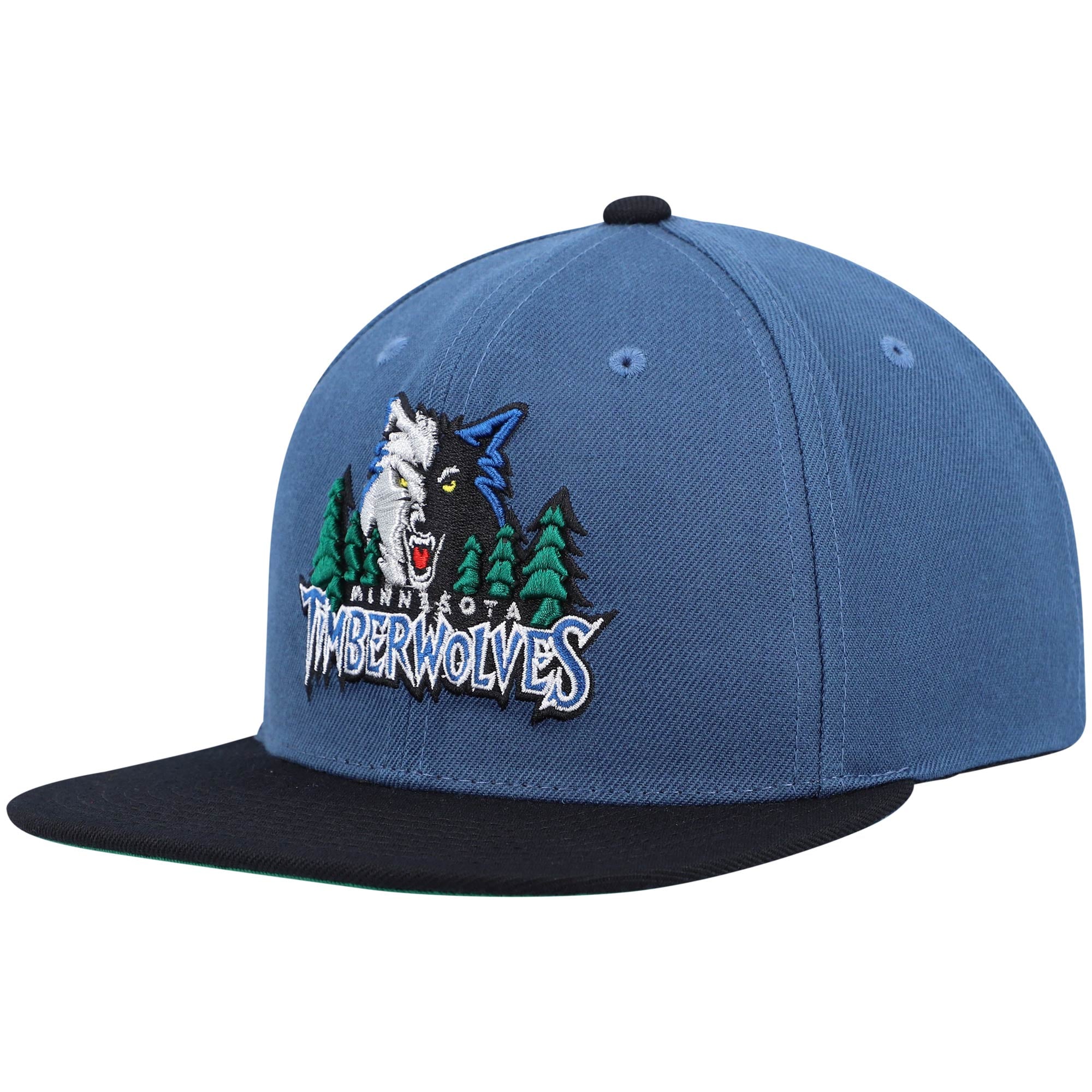 Men's Minnesota Timberwolves Mitchell & Ness Blue/Black Hardwood Classics Team Two-Tone 2.0 Snapback Hat