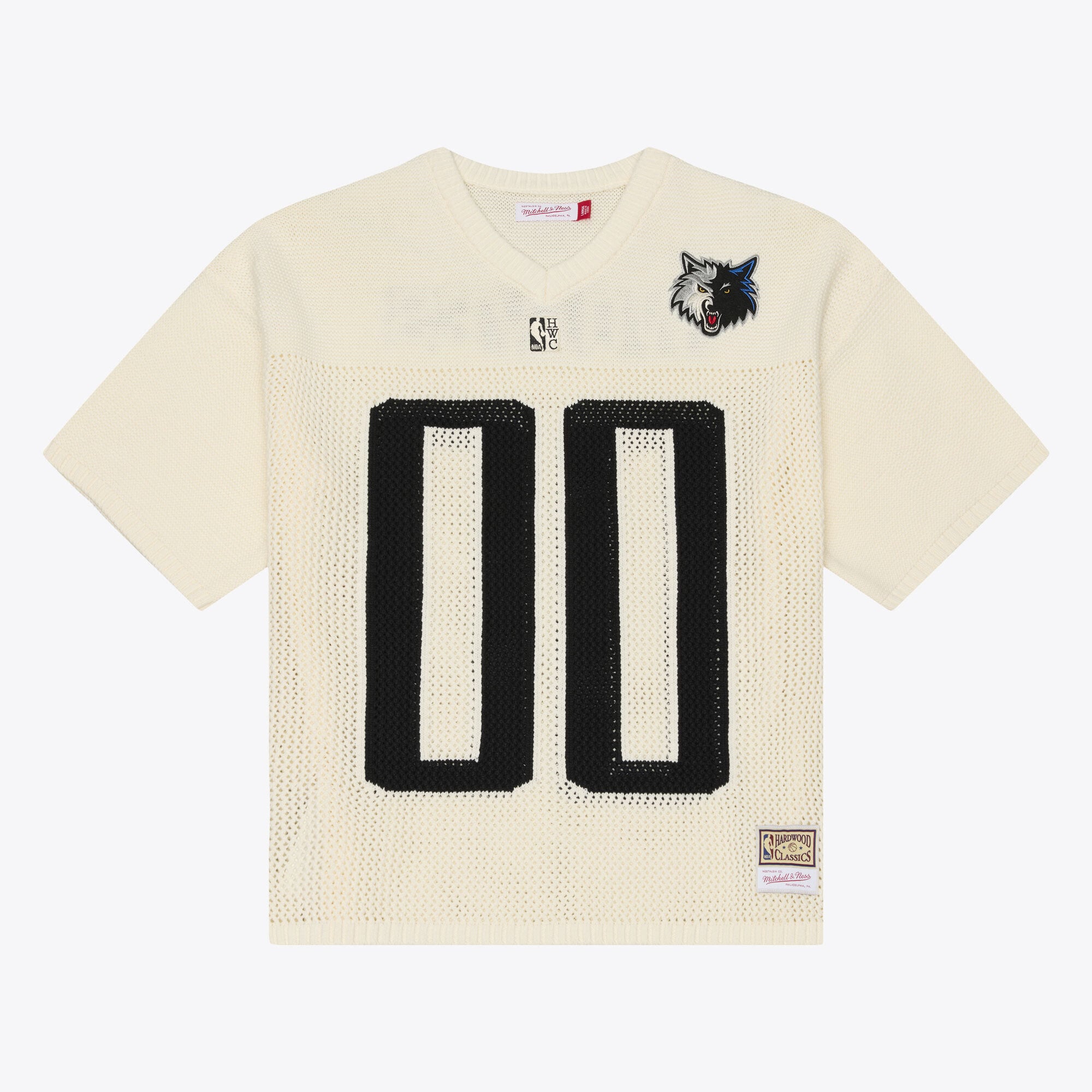 Men's Mitchell & Ness Cream Minnesota Timberwolves Hardwood Classics Retro Roots Short Sleeve Sweater Jersey