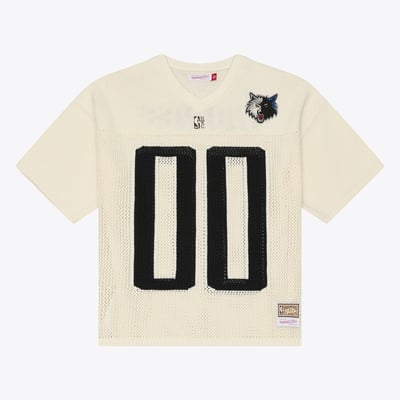  Minnesota Timberwolves Mitchell & Ness Hardwood Classics Retro Roots Short Sleeve Sweater Jersey - Cream