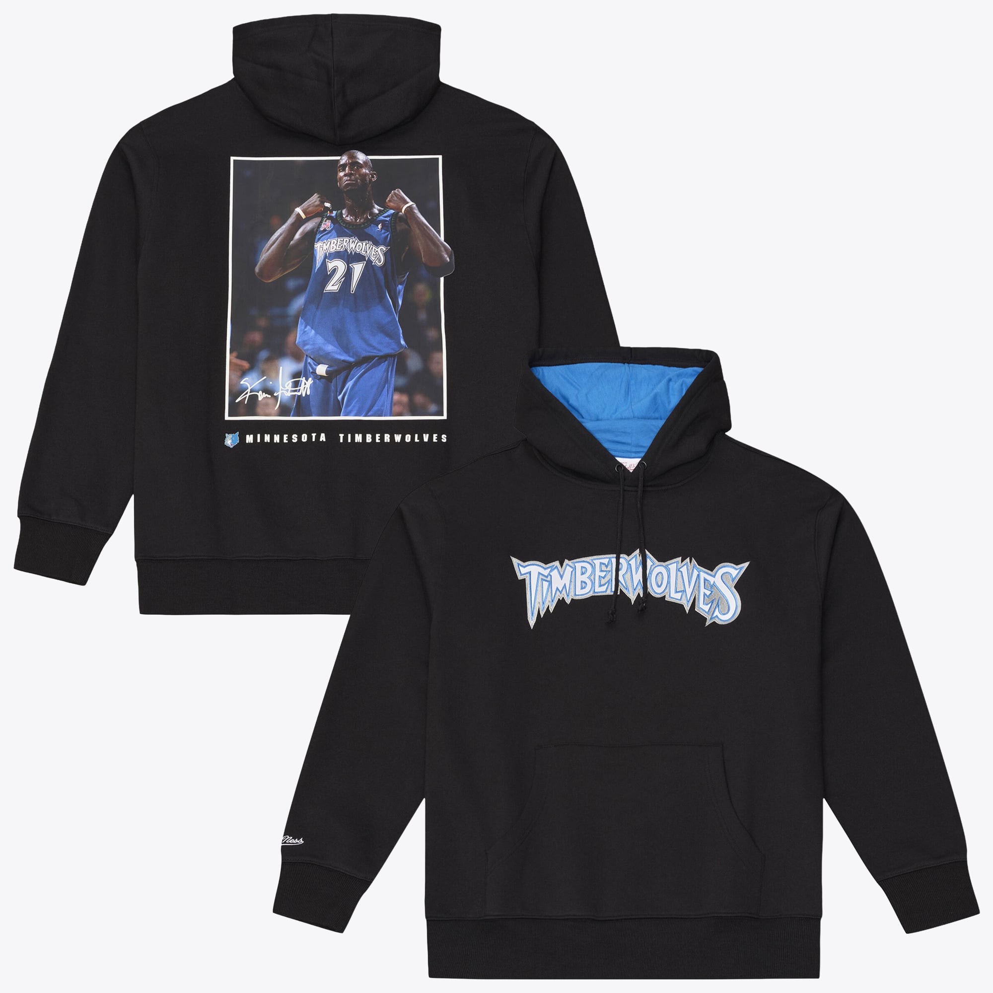 Sweat à capuche polaire noir Mitchell & Ness Kevin Garnett, joueur des Minnesota Timberwolves, pour homme