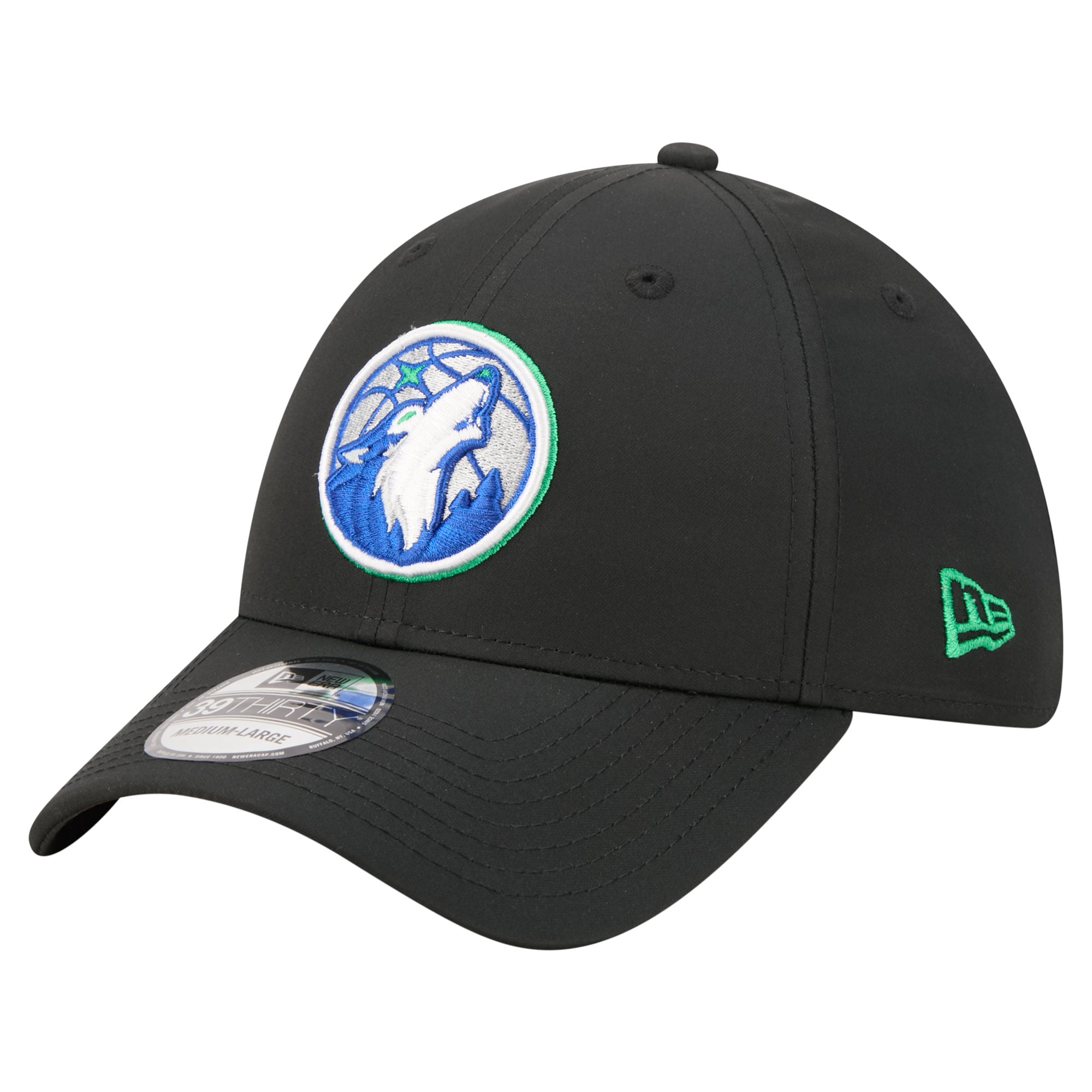 Men's Minnesota Timberwolves New Era Black 39THIRTY Flex Hat