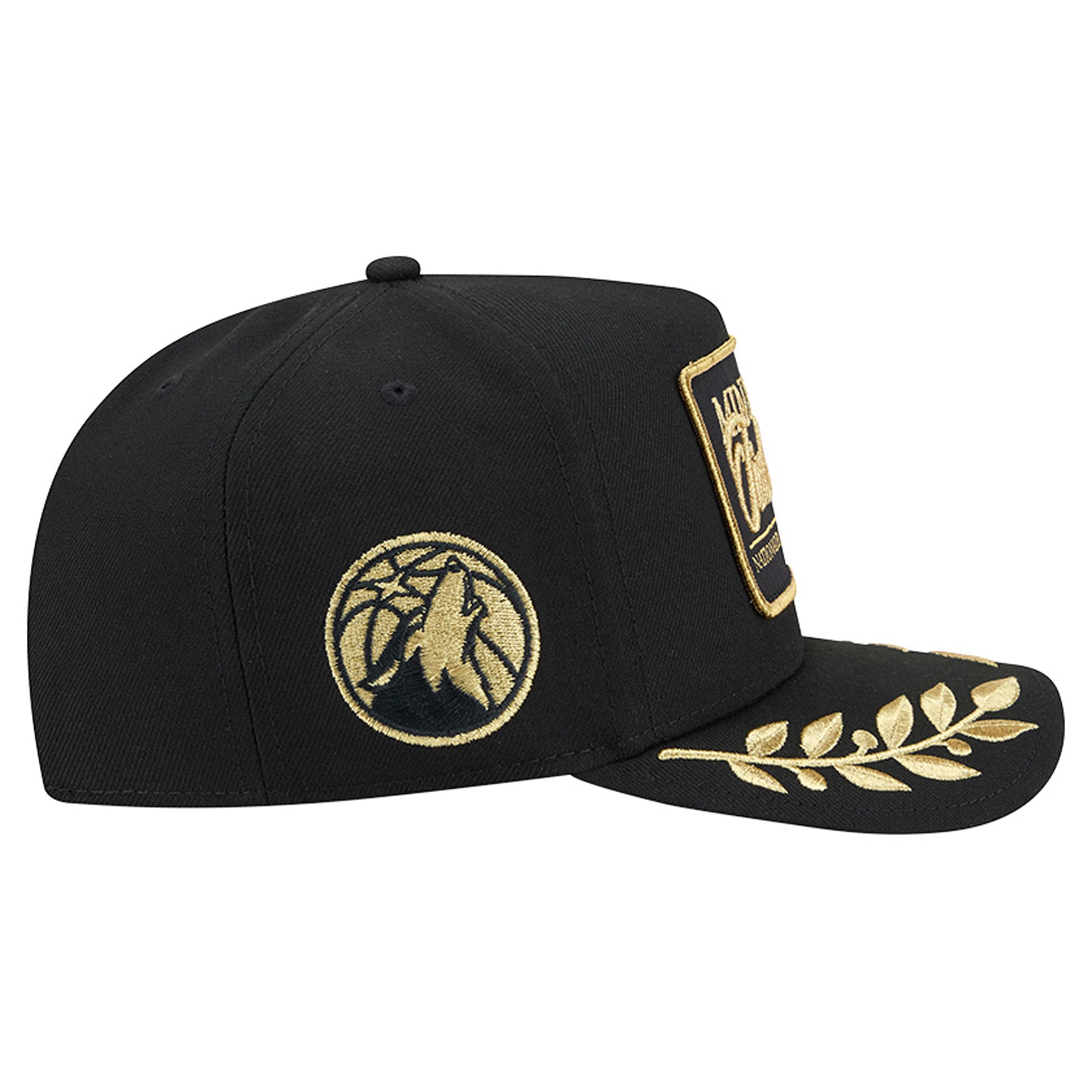Men's New Era Black Minnesota Timberwolves Golden 9FIFTY Snapback Hat
