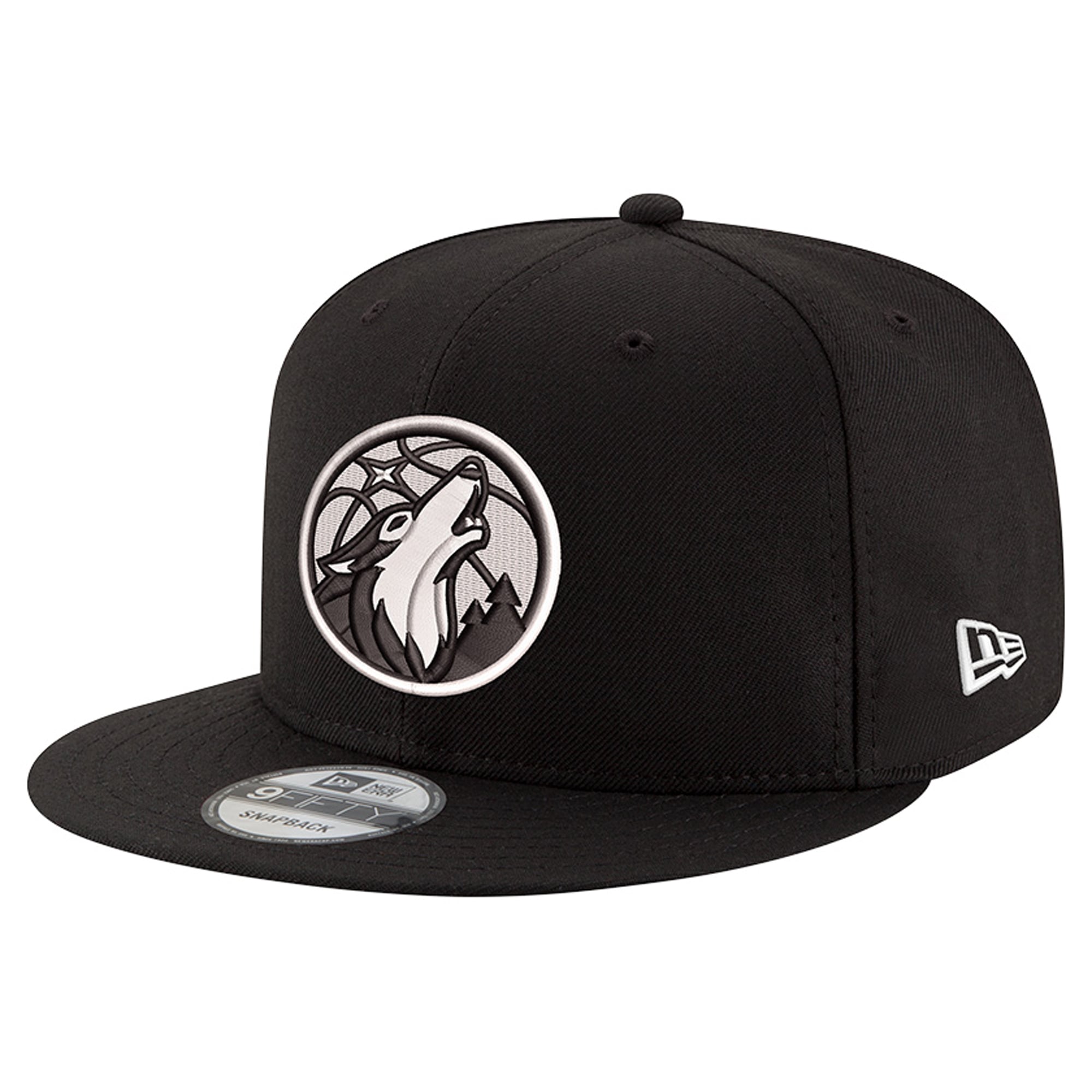 Men's New Era Black/White Minnesota Timberwolves 9FIFTY Snapback Hat