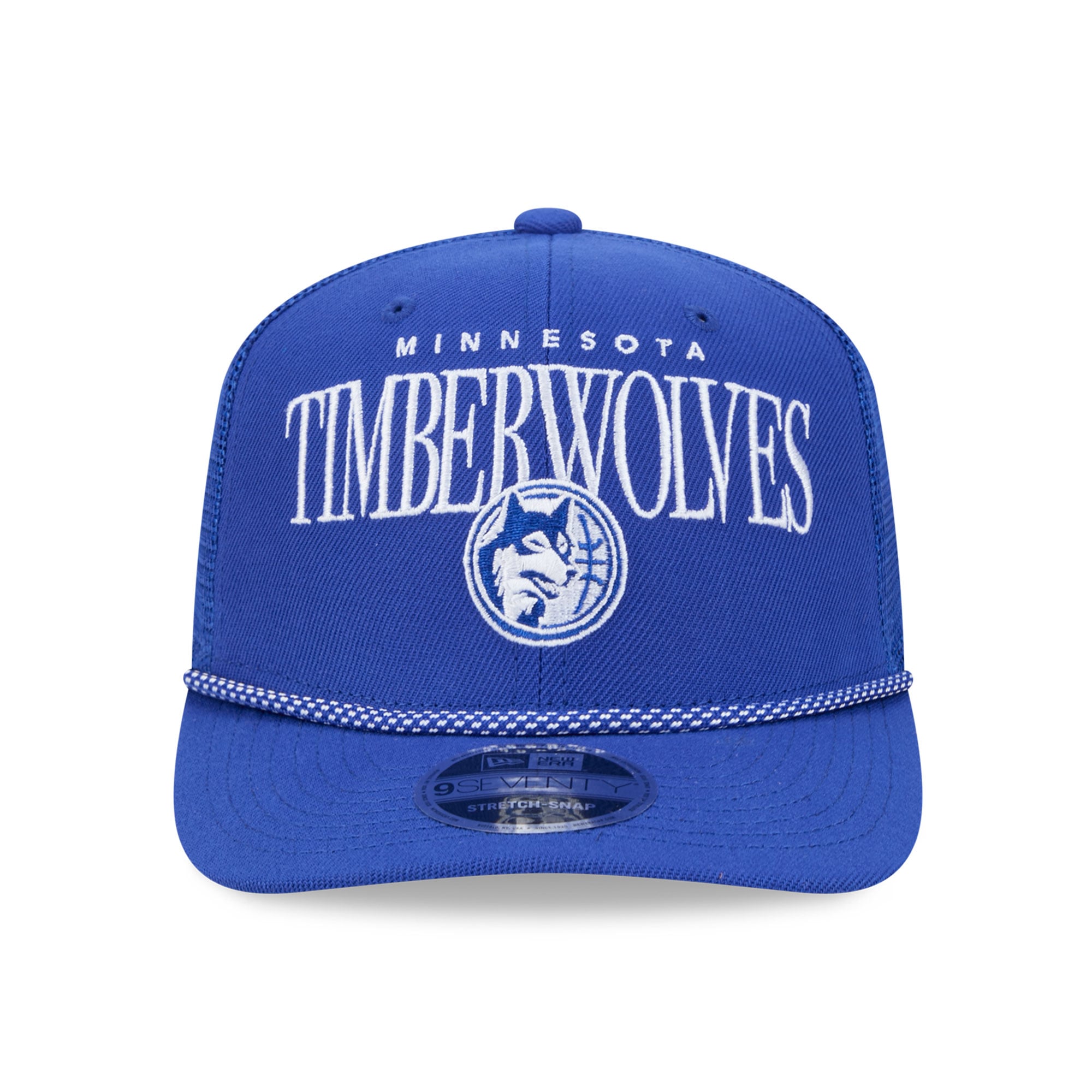 Casquette trucker ajustable New Era bleue Minnesota Timberwolves 9SEVENTY pour homme