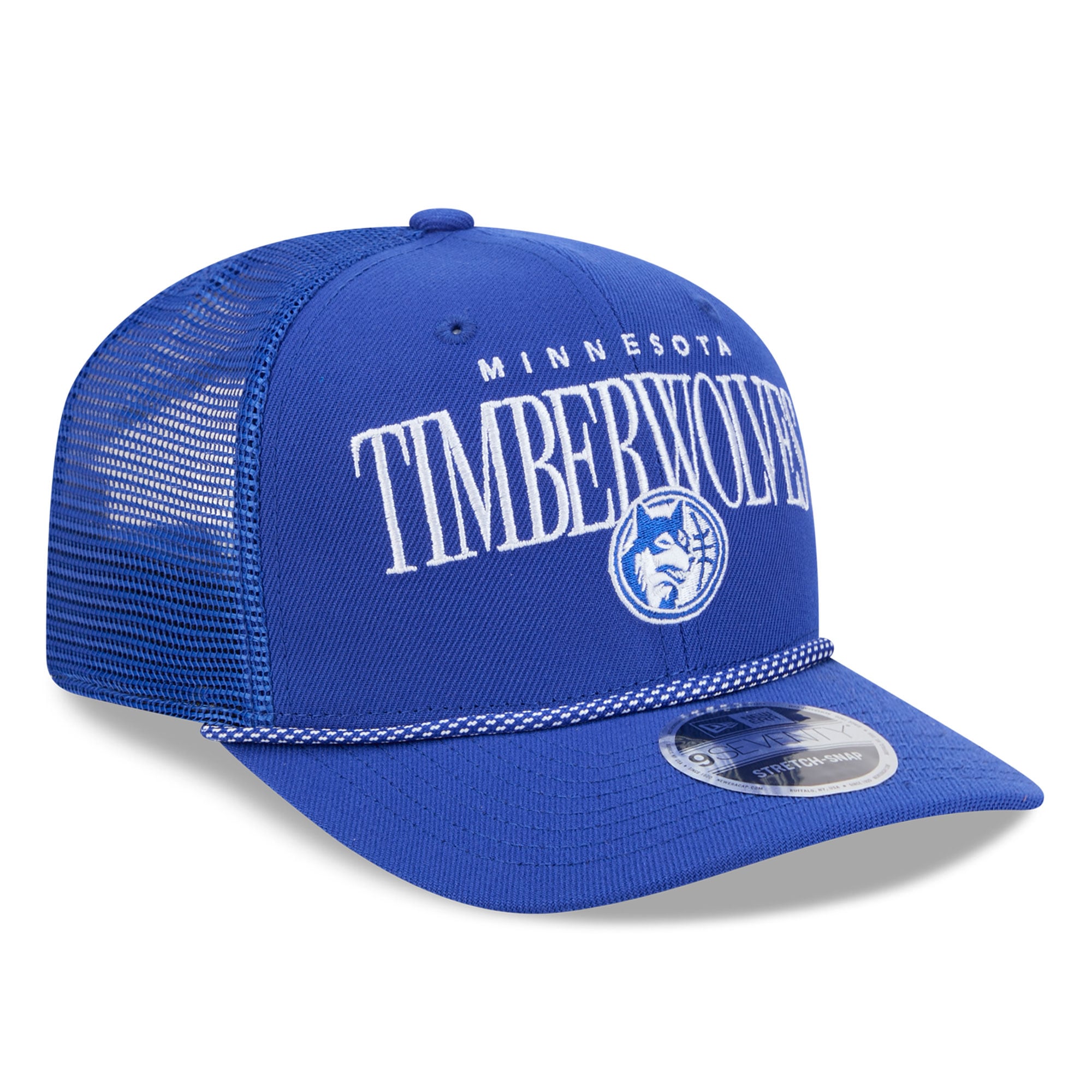 Casquette trucker ajustable New Era bleue Minnesota Timberwolves 9SEVENTY pour homme