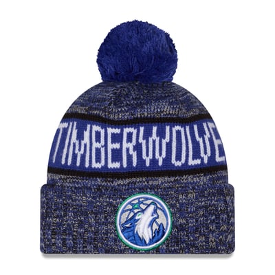 Minnesota Timberwolves New Era Tri-Color Cuffed Knit Hat with Pom - Blue
