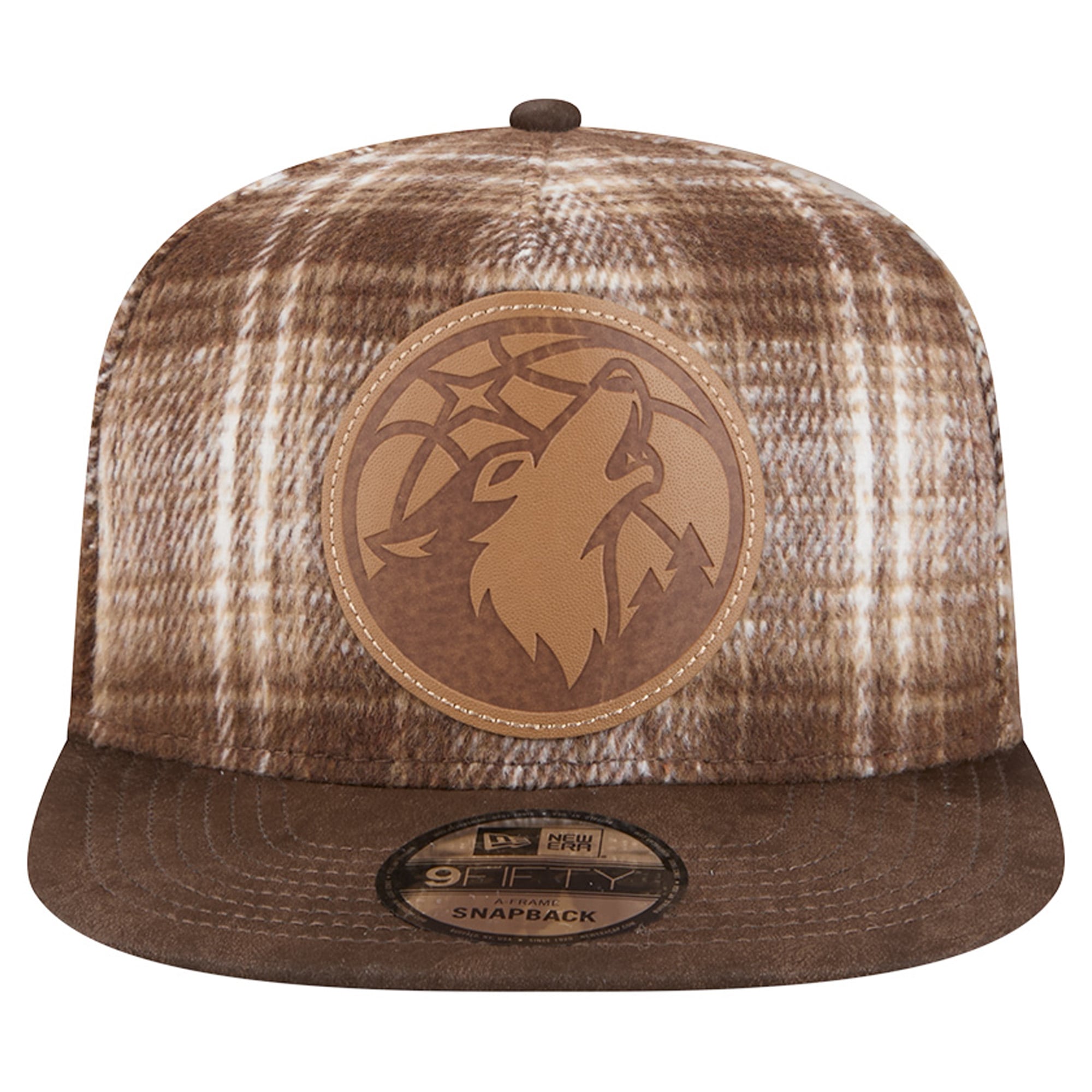 Casquette ajustable New Era 9FIFTY à carreaux marron Minnesota Timberwolves pour homme