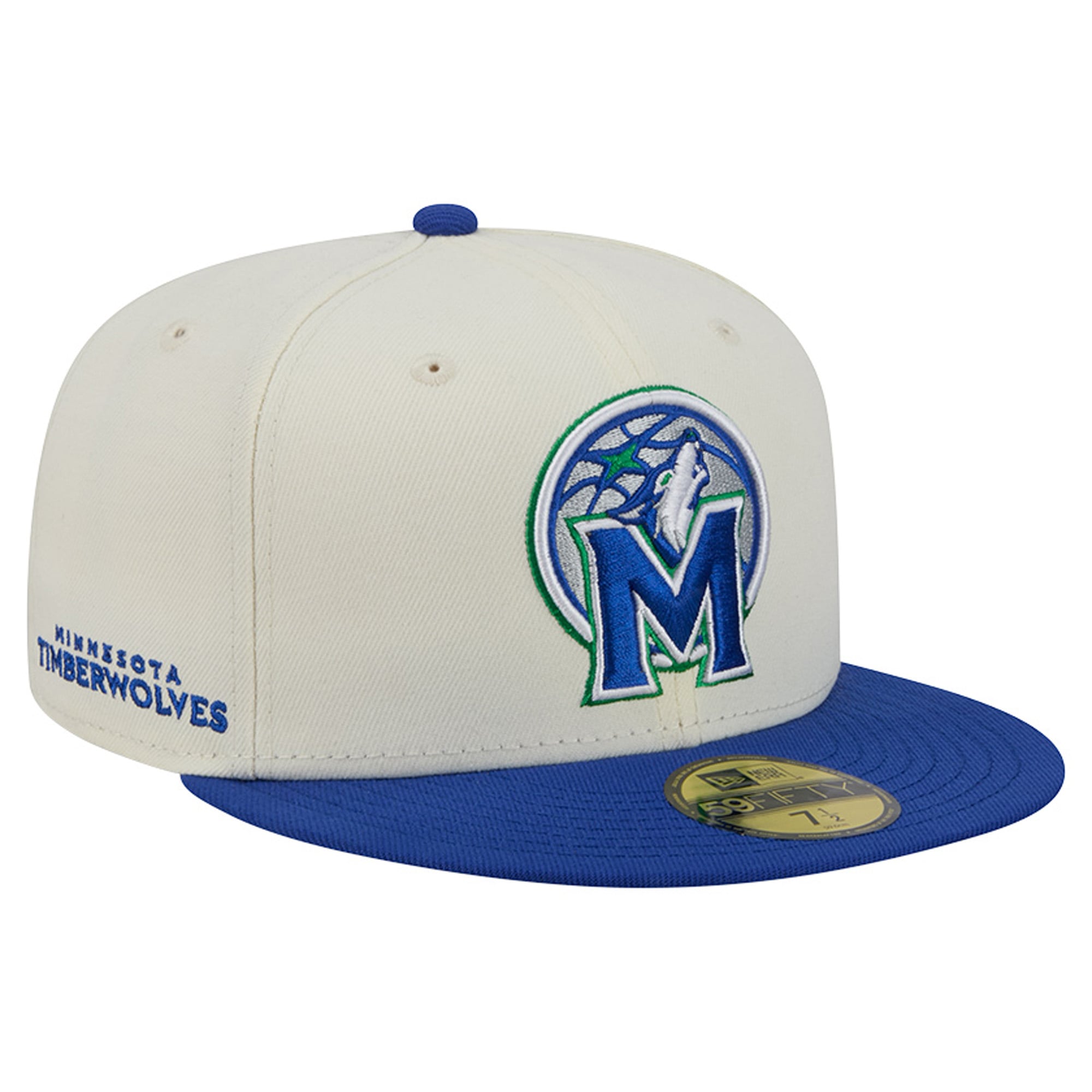 Men's New Era Cream/Blue Minnesota Timberwolves Deceptor 59FIFTY Fitted Hat