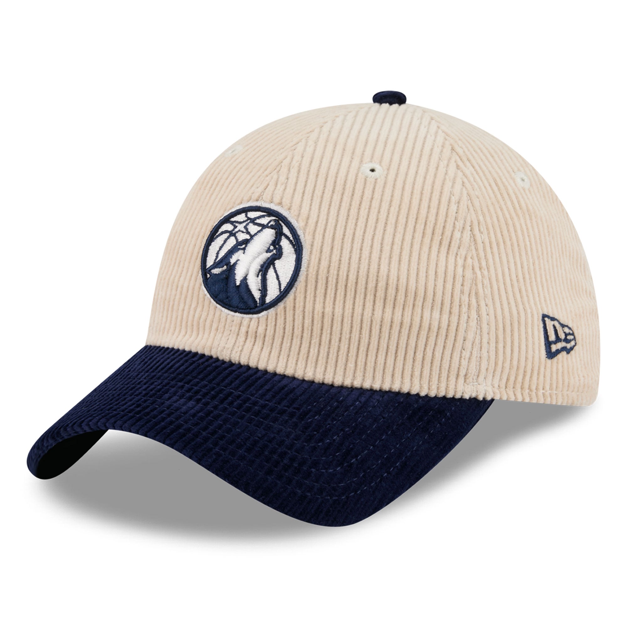 Men's Minnesota Timberwolves New Era Cream/Navy Tonal Corduroy Casual Classic Adjustable Hat