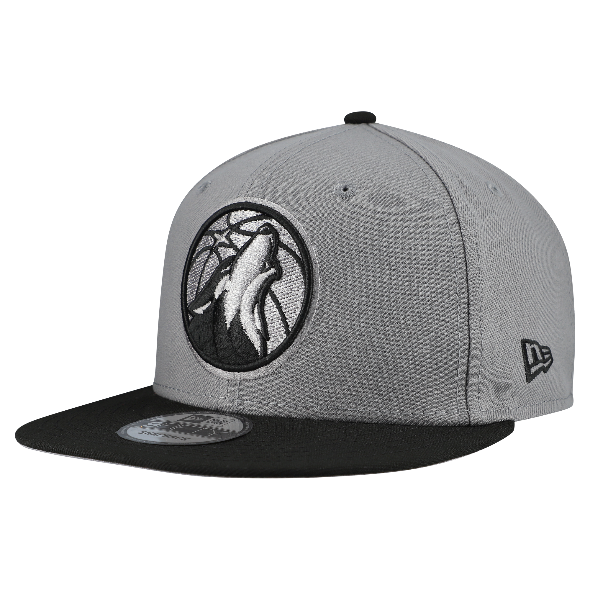 Men's New Era Gray Minnesota Timberwolves Core Logo Storm Gray Two-Tone 9FIFTY Snapback Hat
