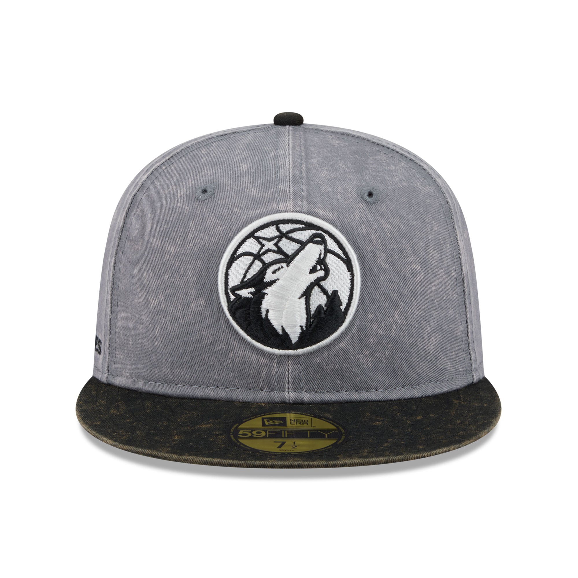 Casquette ajustée New Era 59FIFTY grise et noire pour homme, Minnesota Timberwolves.