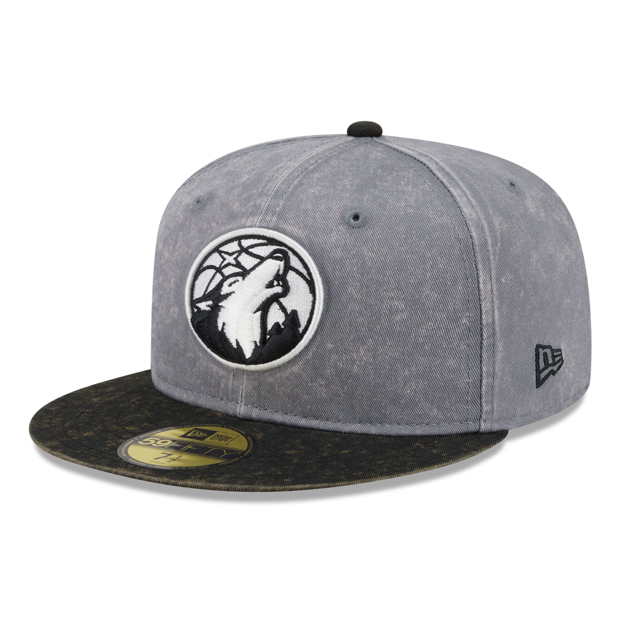 Casquette ajustée New Era 59FIFTY grise et noire pour homme, Minnesota Timberwolves.
