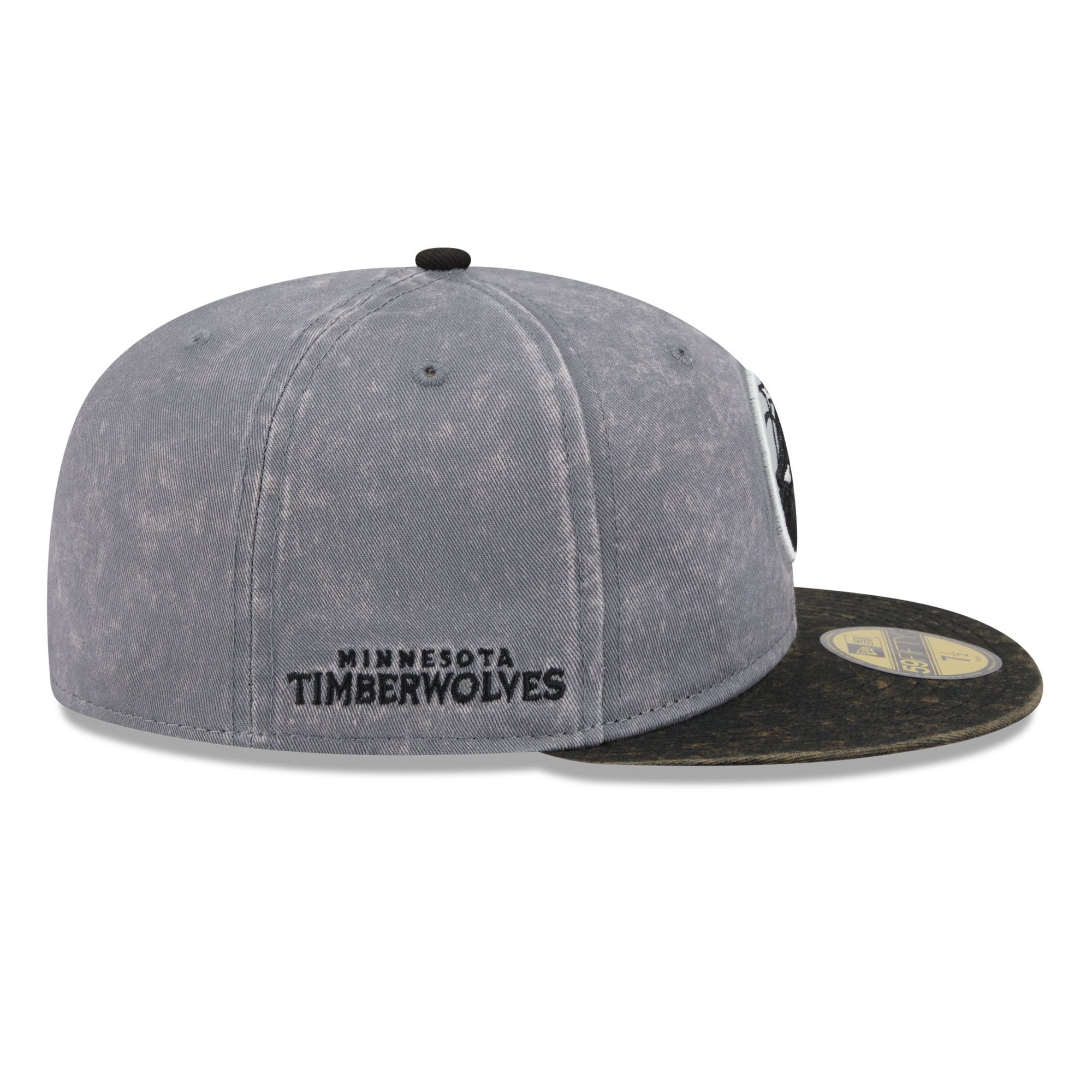 Casquette ajustée New Era 59FIFTY grise et noire pour homme, Minnesota Timberwolves.