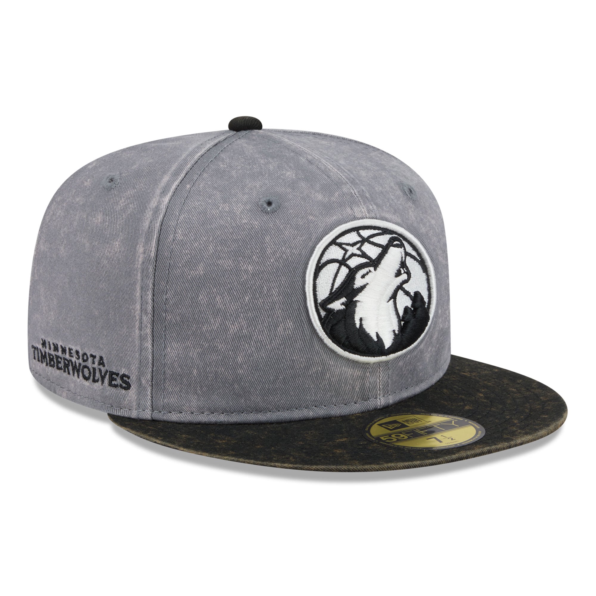 Men's Minnesota Timberwolves New Era Gray/Black Washed 59FIFTY Fitted Hat