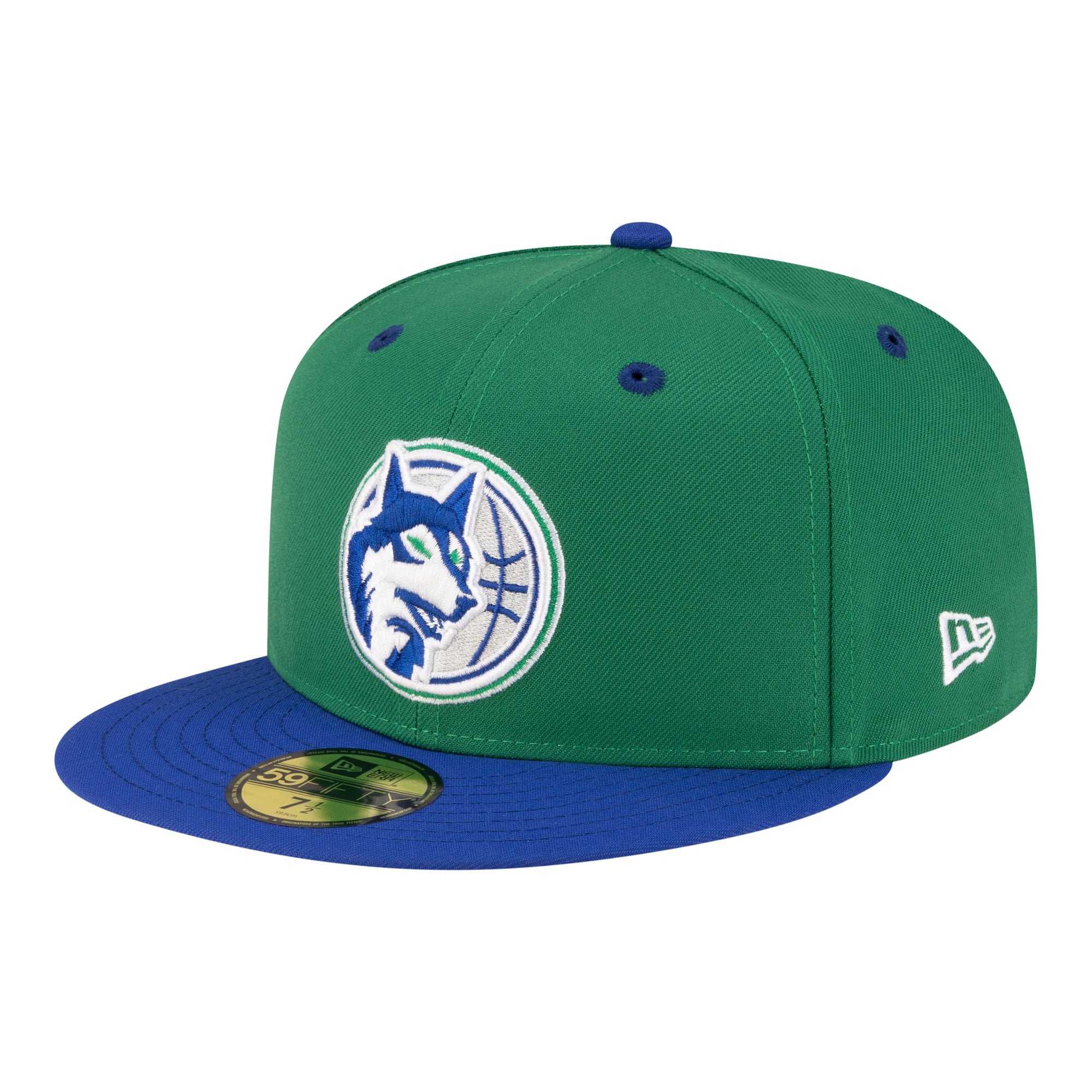 Men's Minnesota Timberwolves New Era Green/Blue 80s Throwback 59FIFTY Fitted Hat
