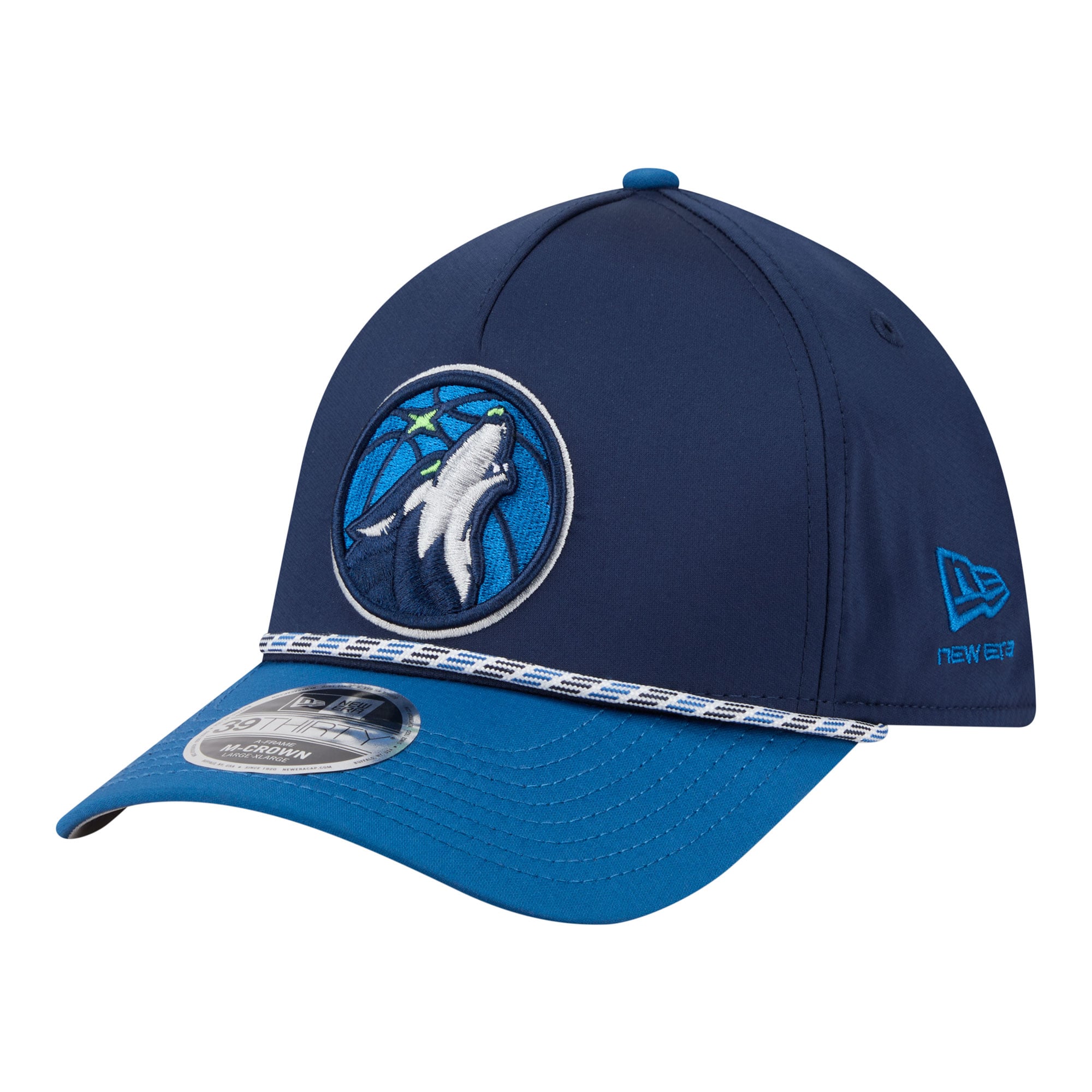 Men's New Era Navy/Blue Minnesota Timberwolves Rope Two-Tone M-Crown A-Frame 39THIRTY Flex Hat