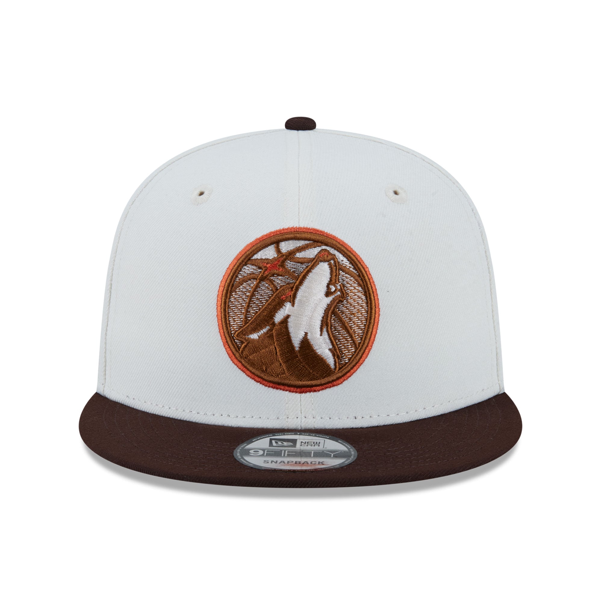 Casquette snapback New Era 9FIFTY blanche pour homme, Minnesota Timberwolves, couleur citrouille épicée