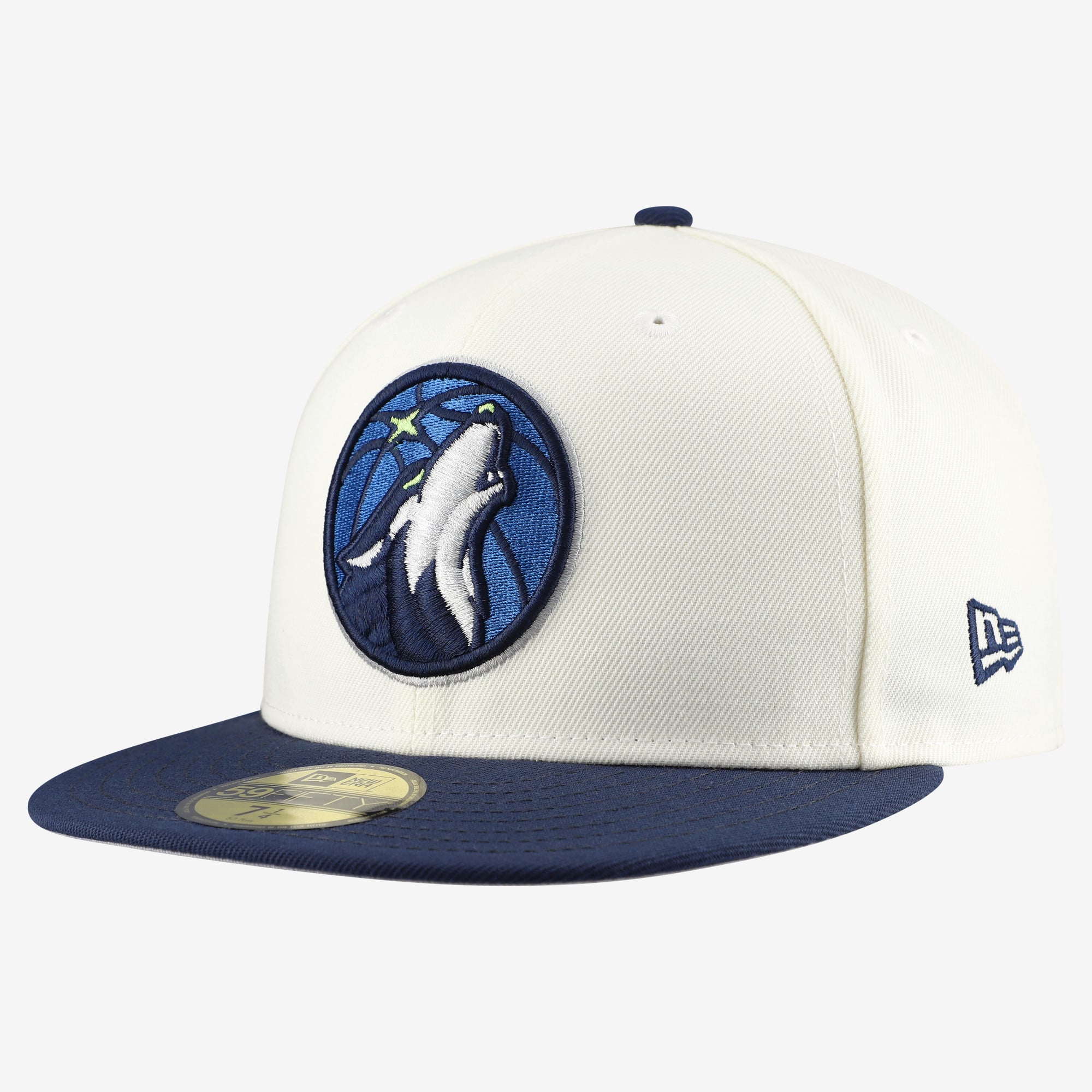 Men's New Era  White/Navy Minnesota Timberwolves Chrome 59FIFTY Fitted Hat