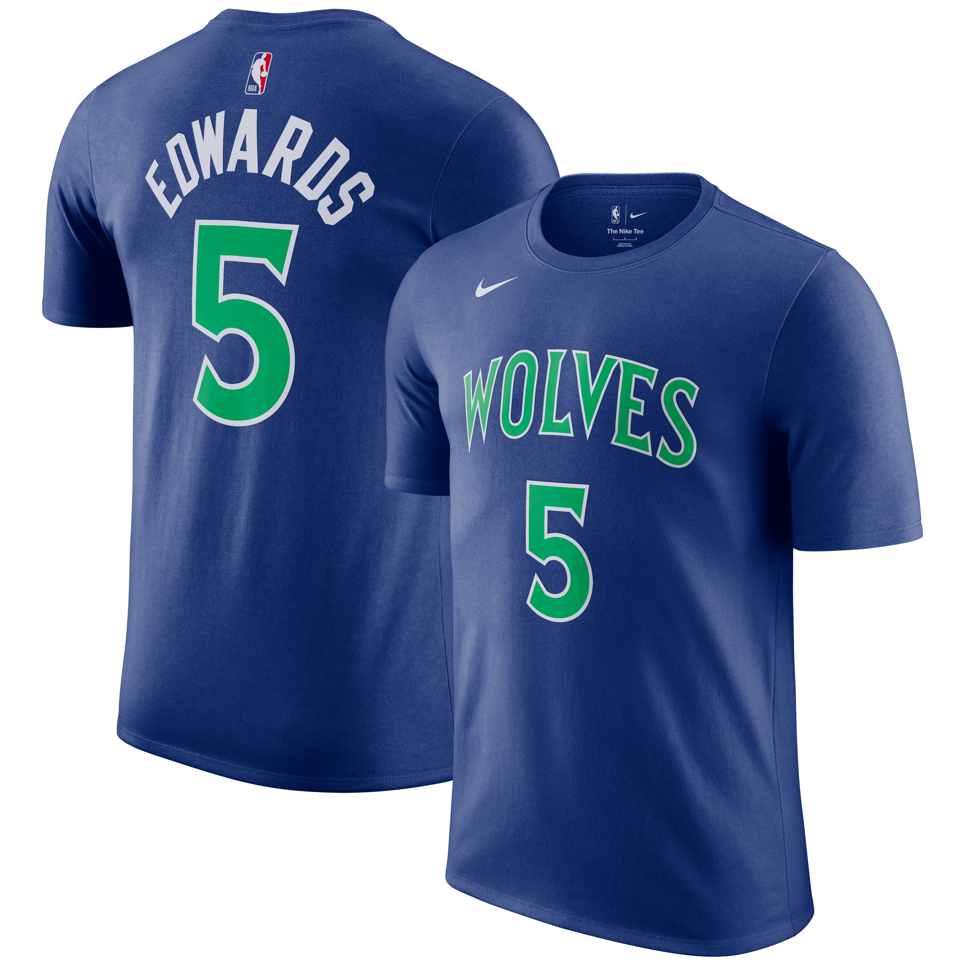 Men's Nike Anthony Edwards Blue Minnesota Timberwolves Icon Name & Number T-Shirt